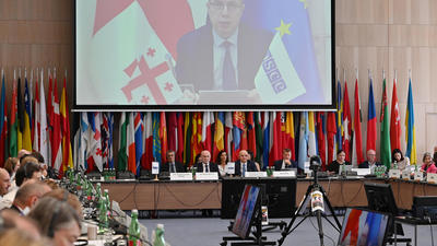 Ambassador Archil Karaulashvili, Director of the Directorate for Security Policy, International Organisations, and Euro-Atlantic Integration of the Ministry of Foreign Affairs of Georgia addresses the FSC Meeting on 29 July 2026, Vienna