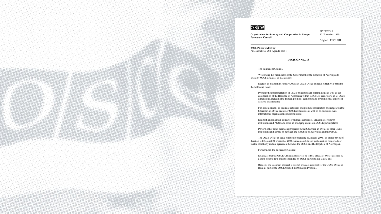 Permanent Council Decision No. 318