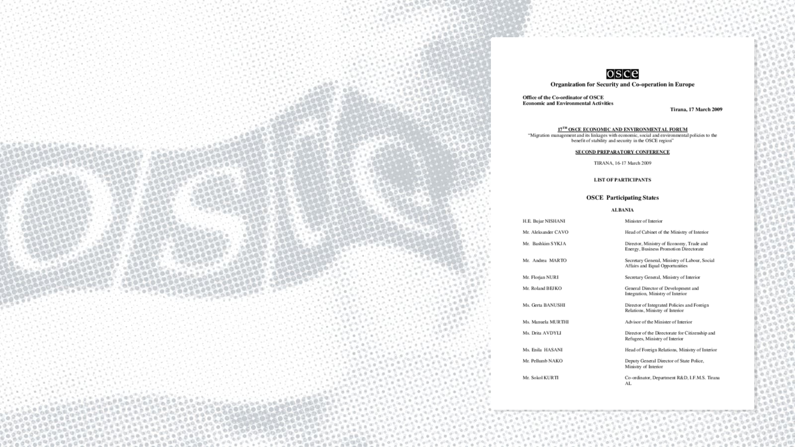 List of participants List of participants