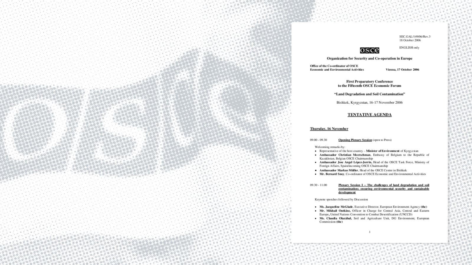 Tentative agenda Tentative agenda