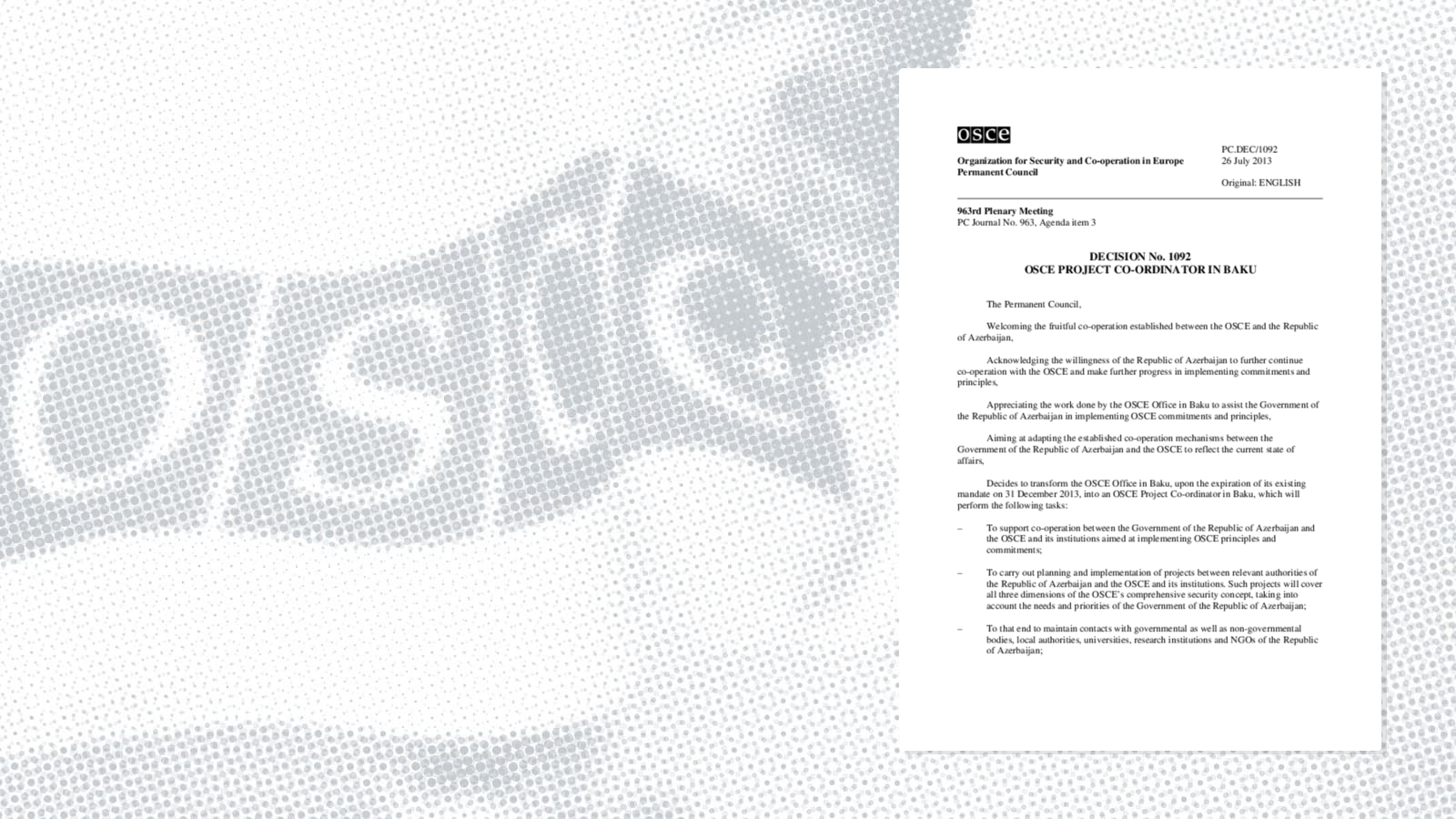 Permanent Council Decision No. 1092