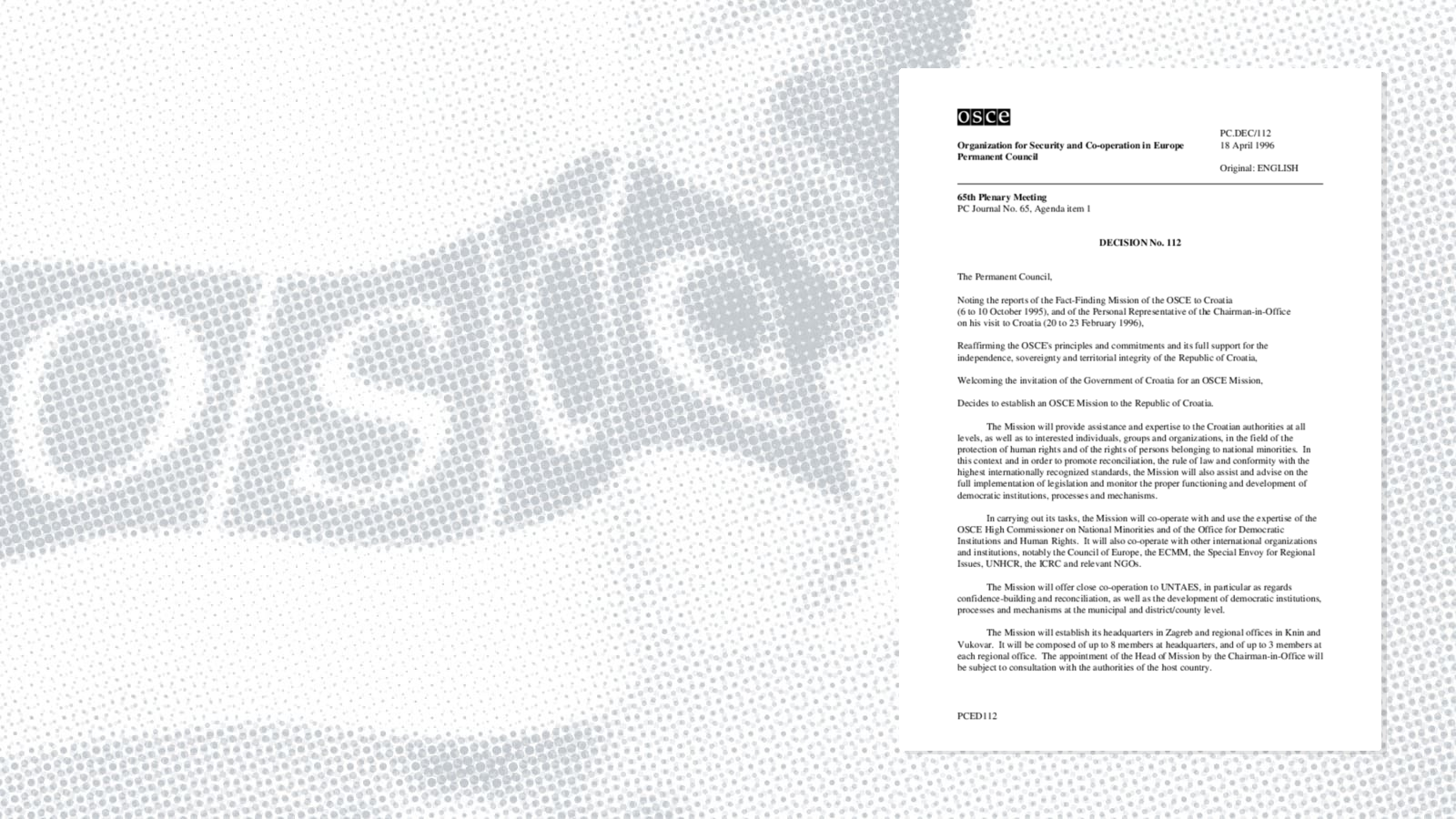 Permanent Council Decision No. 112 Permanent Council Decision No. 112