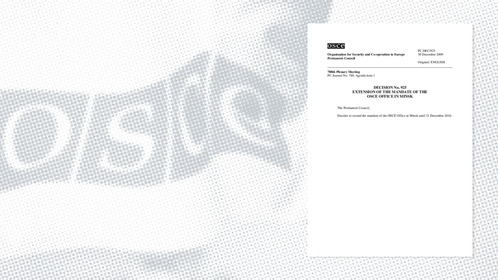 Permanent Council Decision No. 925 Permanent Council Decision No. 925