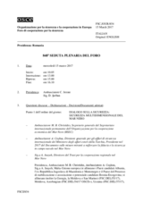 Giornale della 848a Seduta plenaria del Foro di cooperazione per la sicurezza
