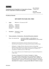 Diario de la 848ª Sesión plenaria del Foro de Cooperación en materia de Seguridad