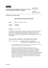 Diario de la 854ª Sesión plenaria del Foro de Cooperación en materia de Seguridad