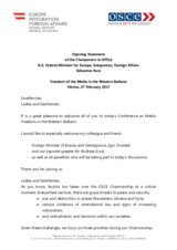 Opening Statement of the Chairperson-in-Office H.E. Federal Minister for Europe, Integration, Foreign Affairs Sebastian Kurz