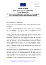 Statement by the Maltese EU Presidency in response to the report by the outgoing OSCE Secretary General, Mr. Lamberto Zannier