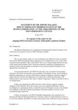 Statement by the Delegation of the Russian Federation in response to the report by the outgoing OSCE Secretary General, Mr. Lamberto Zannier