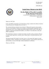 Statement by the Delegation of the United States of America on the freedom of peaceful assembly in the Russian Federation