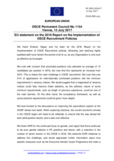 Statement by the Estonian EU Presidency in response to the 2016 Annual Report on the Implementation of OSCE Recruitment Policies