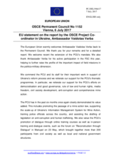 Statement by the Estonian EU Presidency in response to the report by the OSCE Project Co-ordinator in Ukraine, Ambassador Vaidotas Verba