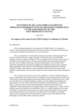 Statement by the Delegation of the Russian Federation in response to the report by the OSCE Project Co-ordinator in Ukraine, Ambassador Vaidotas Verba