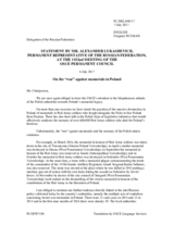 Statement by the Delegation of the Russian Federation on the “war” on monuments in Poland