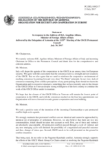 Statement by the Delegation of Armenia in response to the address by the Minister for Foreign Affairs of Italy, H.E. Angelino Alfano