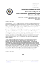 Statement by the Delegation of the United States of America on the continued reports of gross violations of human rights by the Chechen authorities