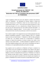 Déclaration de l’UE sur la situation des personnes LGBTI en Tchétchénie