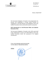 Response by the Delegation of Sweden to the Questionnaire on Anti-Personnel Mines and Explosive Remnants of War