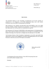 Response by the Delegation of Liechtenstein to the Questionnaire on Participating States’ Policy and/or National Practices and Procedures for the Export of Conventional Arms and Related Technology