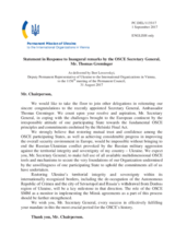 Statement by the Delegation of Ukraine in response to the inaugural remarks by the Secretary General, Mr. Thomas Greminger