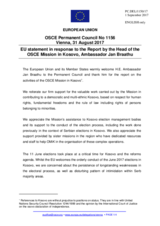 Statement by the Estonian EU Presidency in response to the report by the Head of the OSCE Mission in Kosovo, Ambassador Jan Braathu