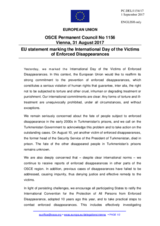 Statement by the Estonian EU Presidency on the International Day of the Victims of Enforced Disappearances, observed on 30 August