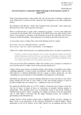 Farewell remarks by the Permanent Representative of Ireland to the OSCE, Ambassador Philip McDonagh