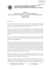 Statement by the Delegation of Armenia in response to the inaugural remarks by the Secretary General, Mr. Thomas Greminger