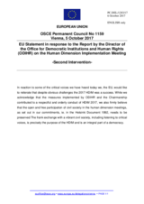 Second statement by the Estonian EU Presidency in response to the report by the Director of the Office For Democratic Institutions and Human Rights (ODIHR), Ms. Ingibjörg Sólrún Gísladóttir, on the Human Dimension Implementation Meeting