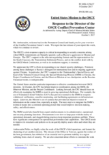 Statement by the Delegation of the United States of America in response to the report by the Director of the Conflict Prevention Centre, Ambassador Marcel Pesko