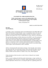 Statement by the Delegation of Norway in response to the presentation by the Secretary General, Ambassador Thomas Greminger, and to the report by the Special Representative of the Chairperson-in-Office on Gender Issues, Ambassador Melanne Verveer
