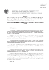 Statement by the Delegation of Armenia in response to the presentation by the Secretary General, Ambassador Thomas Greminger, and to the report by the Special Representative of the Chairperson-in-Office on Gender Issues, Ambassador Melanne Verveer