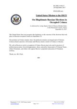 Statement by the Delegation of the United States of America on the illegal elections in the temporarily occupied city of Sevastopol, Ukraine