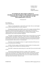 Address by the Chairman of the Board of the Eurasian Economic Commission, H.E. Tigran Sargsyan