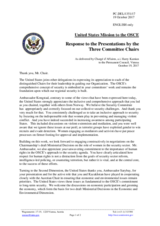 Statement by the Delegation of the United States of America in response to the presentations by the Chairpersons of the Security Committee; the Economic and Environmental Committee; and the Human Dimension Committee