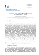 Statement by the Delegation of Ukraine on the Russia’s ongoing aggression against Ukraine and illegal occupation of Crimea