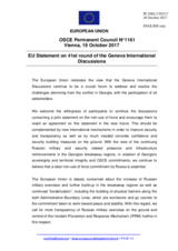 Statement by the Estonian EU Presidency on the Forty-first round of the Geneva International Discussions, held on 10 and 11 October 2017