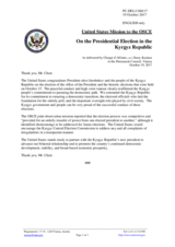 Statement by the Delegation of the United States of America on the presidential elections in Kyrgyzstan, held on 15 October 2017