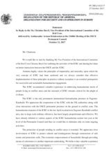 Statement by the Delegation of Armenia in response to the address by the Vice-President of the International Committee of the Red Cross, Ms. Christine Beerli