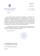 Response by the Delegation of the Holy See to the Questionnaire on Participating States’ Policy and/or National Practices and Procedures for the Export of Conventional Arms and Related Technology