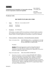 Diario de la 866ª Sesión plenaria del Foro de Cooperación en materia de Seguridad  