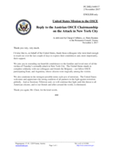 Statement by the Delegation of the United States of America in response to the statements by delegations on the terrorist attack in New York on 31 October 2017
