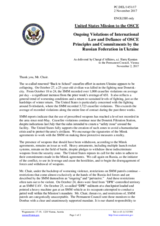 Statement by the Delegation of the United States of America on the Russia’s ongoing aggression against Ukraine and illegal occupation of Crimea