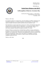Statement by the Delegation of the United States of America on the Intersex awareness day, observed on 26 October