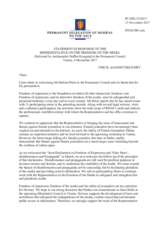 Statement by the Delegation of Norway in response to the report by the OSCE Representative on Freedom of the Media, Mr. Harlem Désir