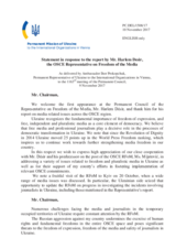 Statement by the Delegation of Ukraine in response to the report by the OSCE Representative on Freedom of the Media, Mr. Harlem Désir
