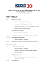 Agenda, OSCE Ministerial Council Vienna