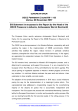 Statement by the Estonian EU Presidency in response to the report by the Head of the OSCE Presence in Albania, Ambassador Bernd Borchardt