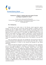 Statement by the Delegation of Ukraine on the Russia’s ongoing aggression against Ukraine and illegal occupation of Crimea