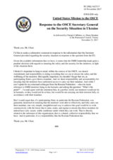 Statement by the Delegation of the United States of America in response to the statement by the OSCE Secretary General on the on the Russia’s ongoing aggression against Ukraine and illegal occupation of Crimea
